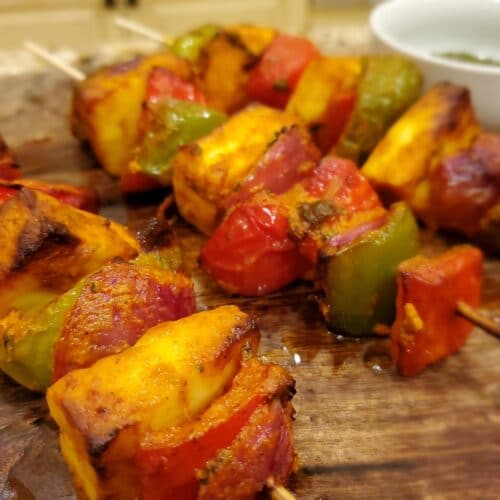 Paneer tikka close up