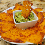 Guacamole with Crispy Keto Cheddar Cheese Chips