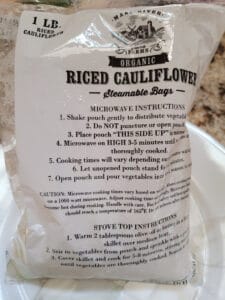 Cauliflower rice package