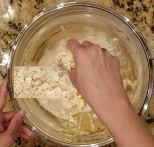 Butter coated with flour egg puff dough