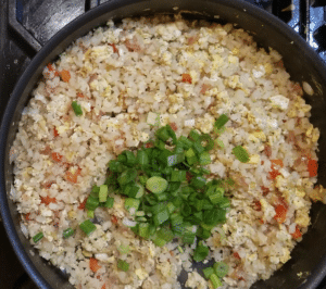 keto egg cauliflower fried rice spring onions